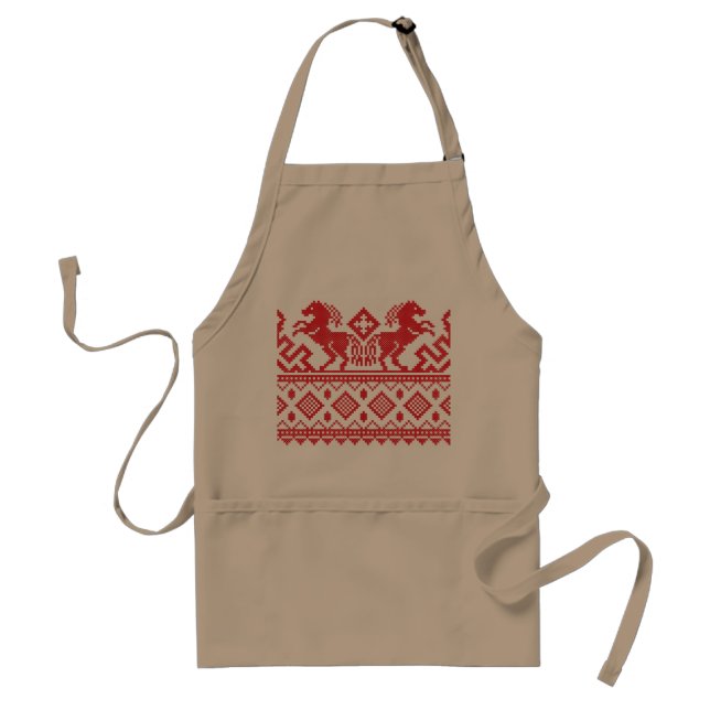Red rearing horses standard apron (Front)