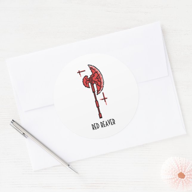 Red Reaver Crimson Battle Axe Fantasy Weapon Classic Round Sticker (Envelope)