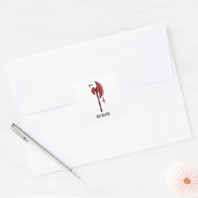 Red Reaver Crimson Battle Axe Fantasy Weapon Square Sticker (Envelope)