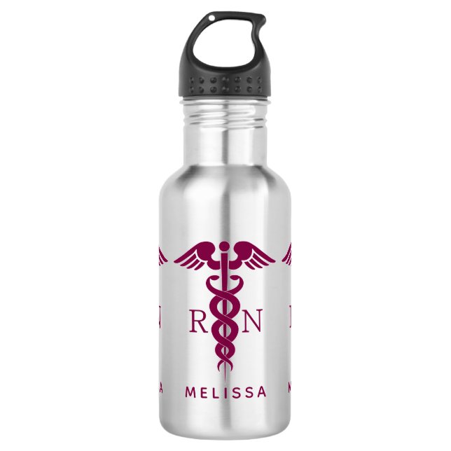 Red Red Caduceus Nurse Medical Symbol 532 Ml Water Bottle (Front)