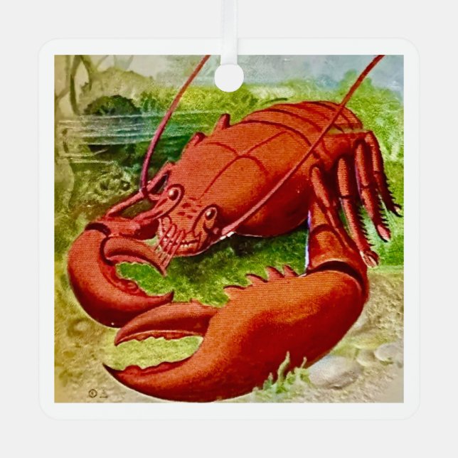 Red, Red Lobster! Metal Tree Decoration (Front)