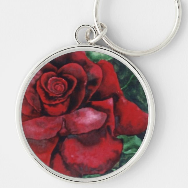 "Red Red Rose" Floral Keychain (Front)