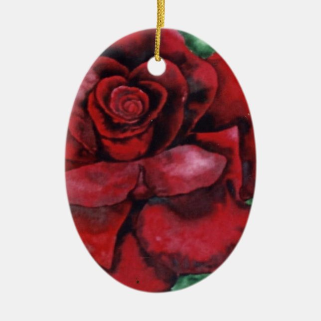 "Red, Red Rose" Floral Ornament (Front)