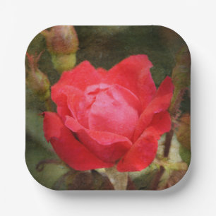 Red, Red Rose Paper Plate