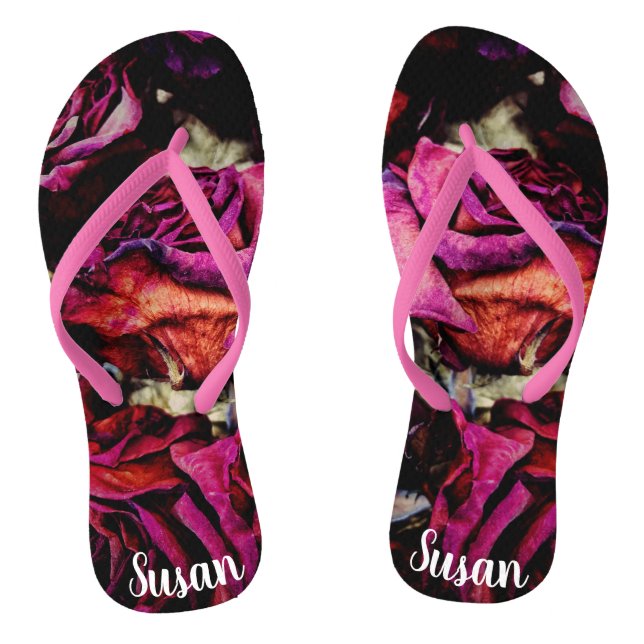 Red Red Roses Floral Jandals (Footbed)