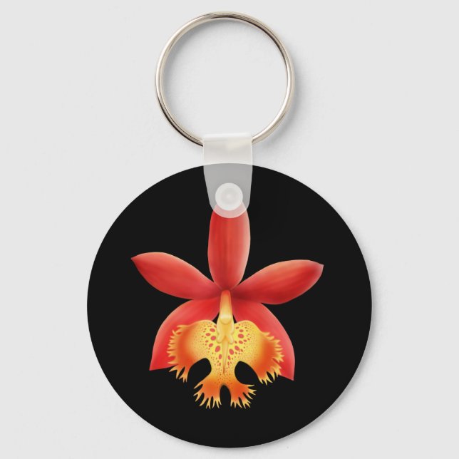 Red Reed Stem Epidendrum Orchid Flower Key Ring (Front)