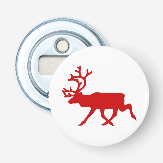Red Reindeer / Caribou Silhouette Bottle Opener (Front)