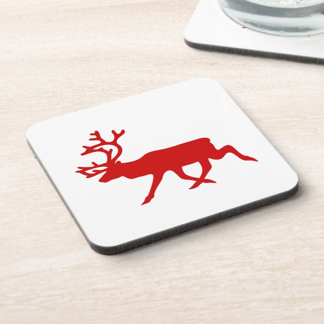 Red Reindeer / Caribou Silhouette Coaster (Left Side)