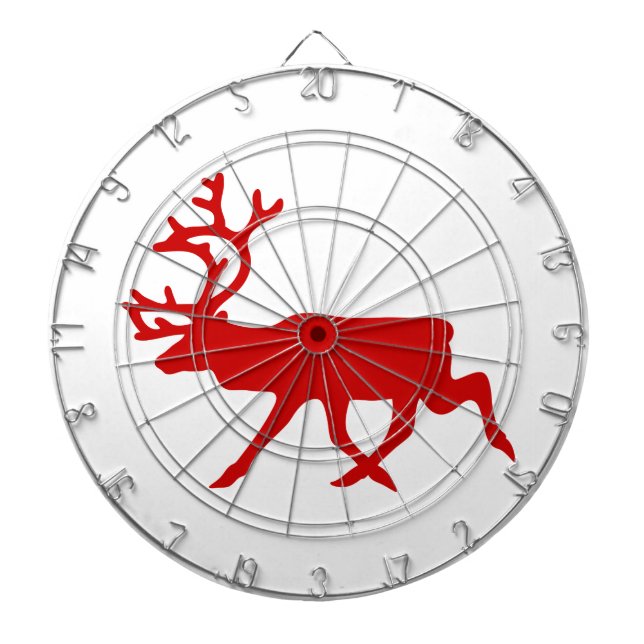 Red Reindeer / Caribou Silhouette Dartboard (Front)