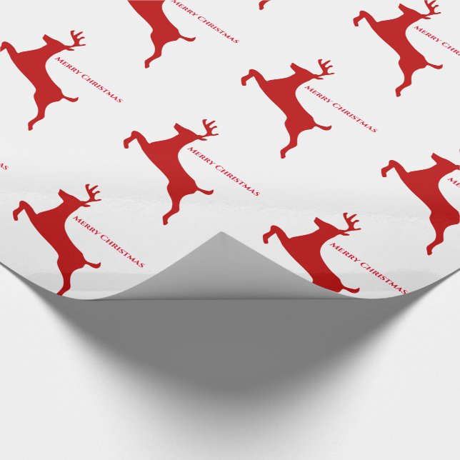 Red Reindeer Christmas Wrapping Paper (Corner)