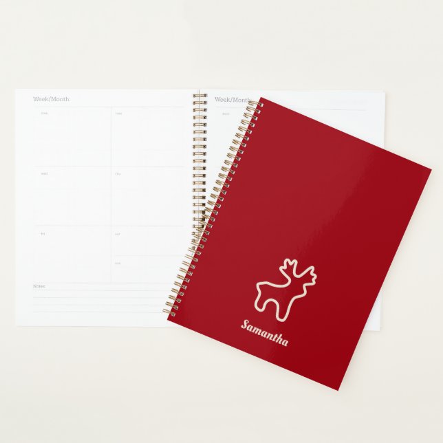 Red Reindeer Contour Personalised Name Planner (Display)