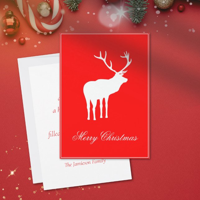 Red Reindeer Elegant Holiday Card (Creator Uploaded)