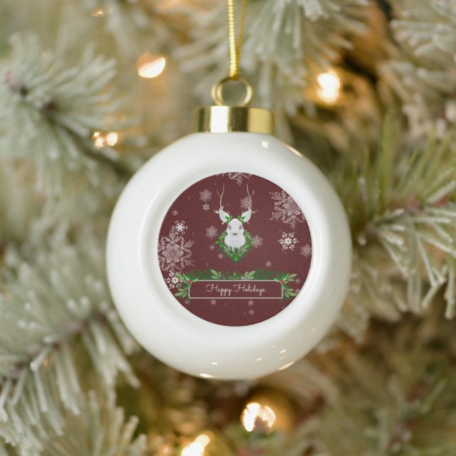 Red Reindeer Framed Ornament (Tree)