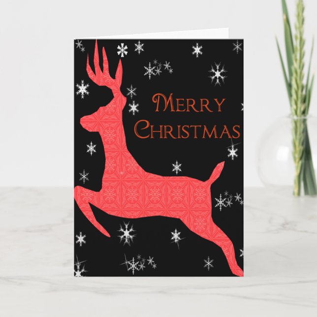 Red Reindeer Holiday Card (Front)