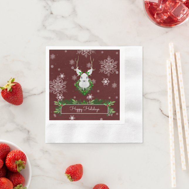 Red Reindeer Paper Napkin (Insitu)