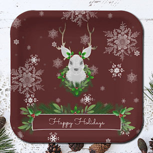 Red Reindeer Paper Plate
