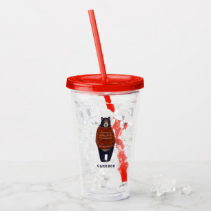 Red Reindeer Sweater Bear Add Your Name Acrylic Tumbler