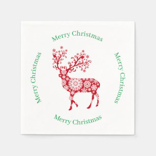 Red reindeer with Merry Christmas greeting Napkin