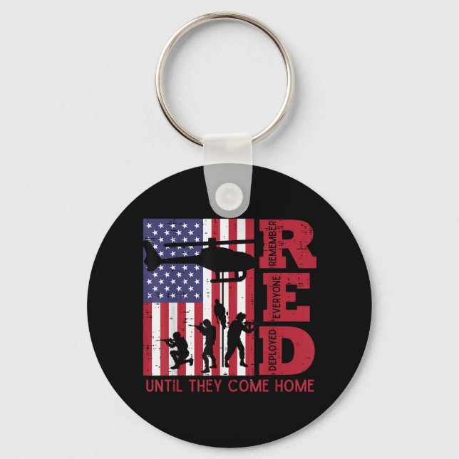 Red Remember Everyone Deployed Flag Helicopter Mem Key Ring (Front)