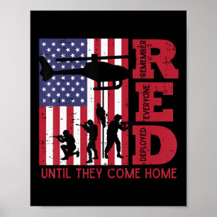 RED Remember Everyone Deployed Flag Helicopter Mem Poster