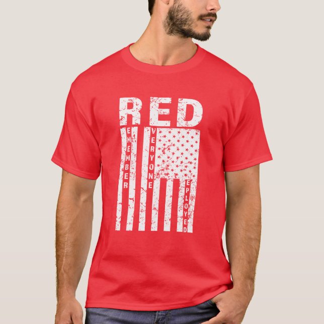 RED Remember Everyone Deployed Flag mens shirt (Front)
