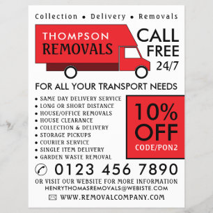 Red Removal Van, Removal Company Advertising Flyer