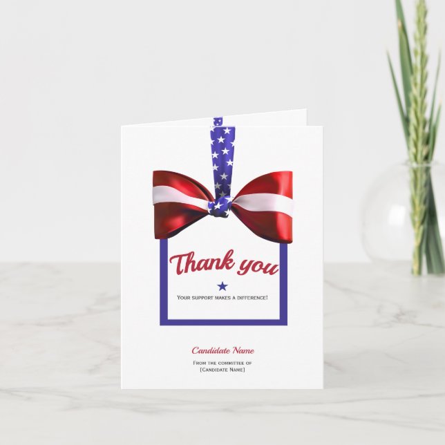 Red Republican Patriotic Holiday Donor Volunteer Thank You Card (Front)
