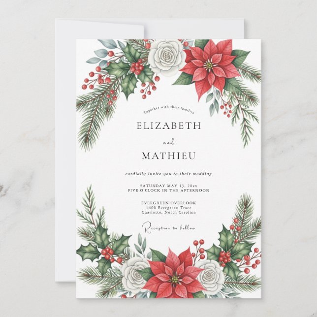 Red Resplendent Winter Wedding Invitation (Front)