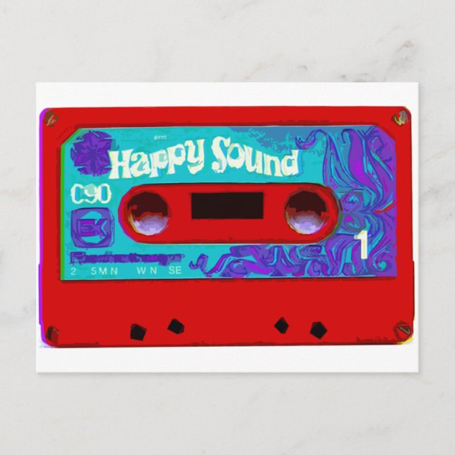 Red Retro Audio Cassette Tape Postcard (Front)