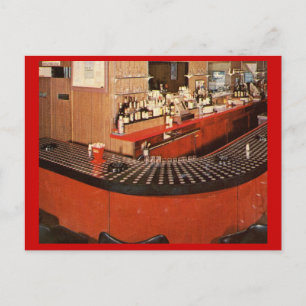 Red Retro Bar Vintage Postcard