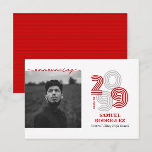 Red Retro Big Numbers Class of Photo Invitation
