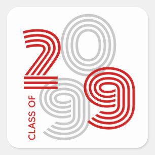 Red Retro Big Numbers Class of Square Sticker