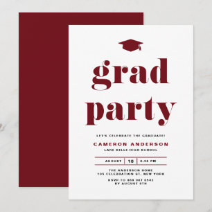Red Retro Bold Typography Graduation Party Invitation