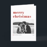 Red Retro Bold Typography Merry Christmas Photo Holiday Card<br><div class="desc">Merry Christmas! Send your holiday wishes to family and friends with this customisable modern Christmas card. It features retro bold typography with a Christmas tree accent. Personalise this photo holiday card by adding your own details. This retro Christmas card is available in other colours.</div>