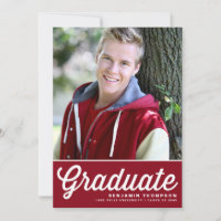 Red Retro Bold Typography Photo Graduation