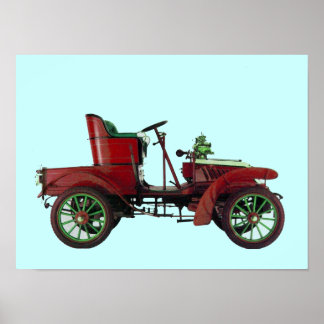 RED RETRO CAR / AUTO RESTORATION - AUTOMOTIVE POSTER