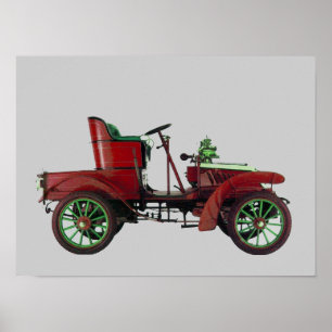 RED RETRO CAR / AUTO RESTORATION - AUTOMOTIVE POSTER