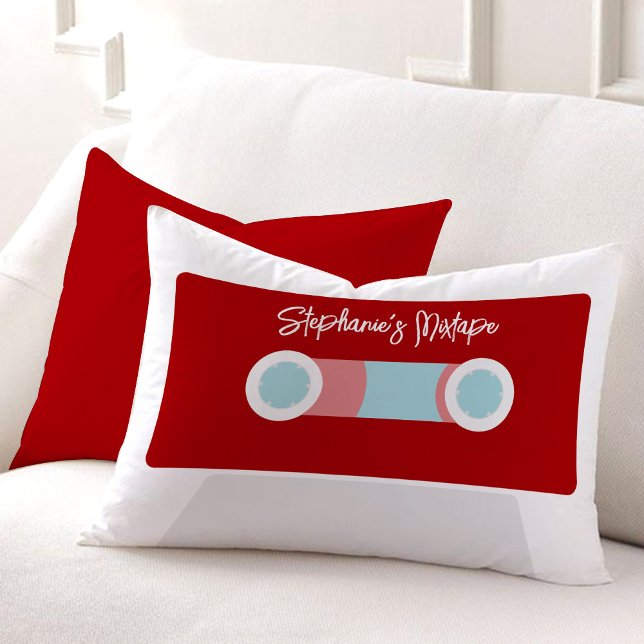 Red Retro Cassette Tape Lumbar Cushion (Creator Uploaded)