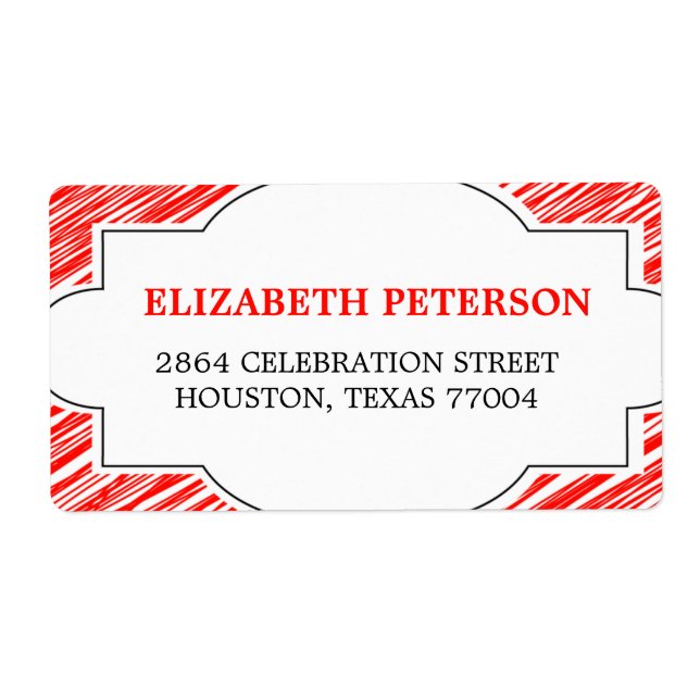 Red Retro frame  holiday address label (Front)
