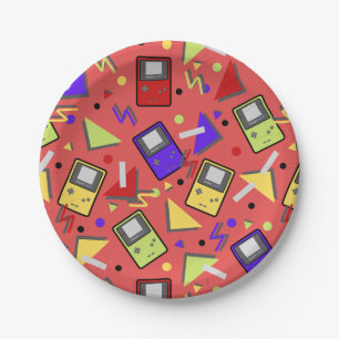 Red Retro Gaming Paper Plate