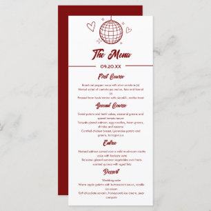 Red Retro Groovy Disco 70s Wedding Menu
