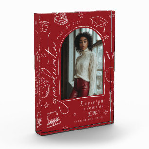Red Retro Hand Drawn Graduation Photo Block