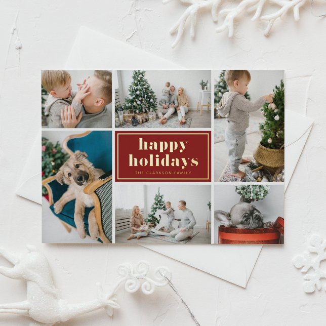 Red Retro Happy Holidays Photo Collage  (Creator Uploaded)