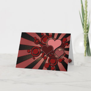 Red Retro Hearts Valentine’s Day Holiday Card