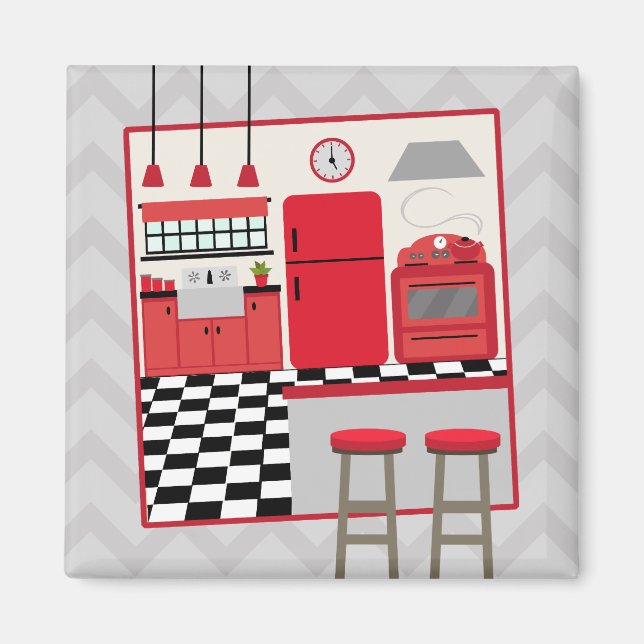 Red Retro Kitchen Magnet (Front)