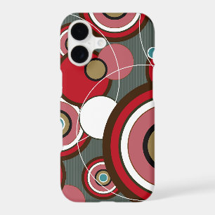 Red Retro Mod Funky Abstract Circles Phone Case
