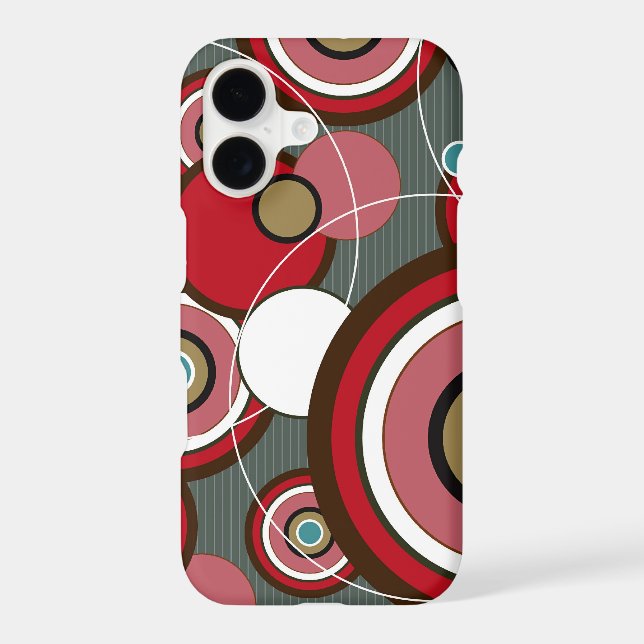 Red Retro Mod Funky Abstract Circles Phone Case (Back)