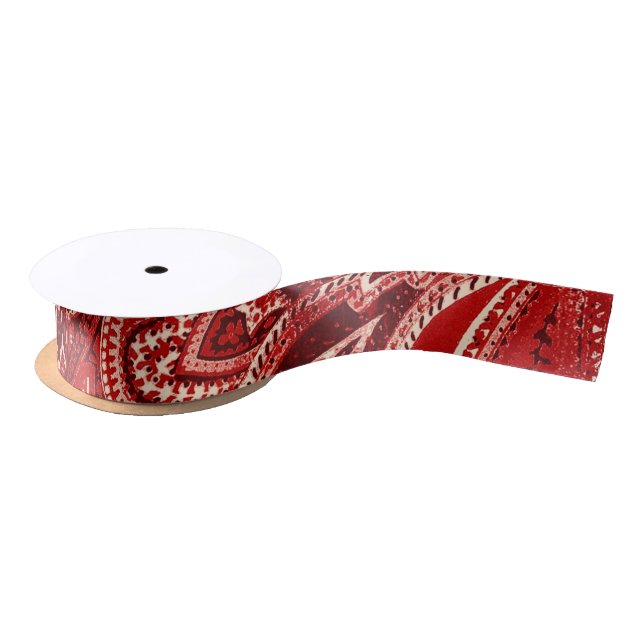 Red Retro Paisley Bandanna/Bandanna Satin Ribbon (Spool)