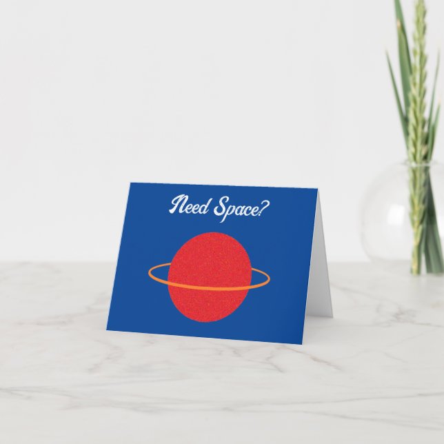 Red Retro Planet, Classic Sci-Fi Space Cartoon Card (Front)