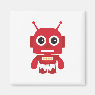 Red Retro Robot Magnet